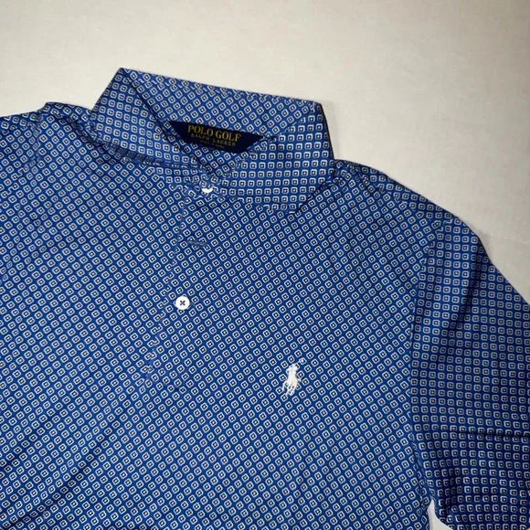 Ralph Lauren Blue Patterned Polo Shirt - Picture 2 of 4